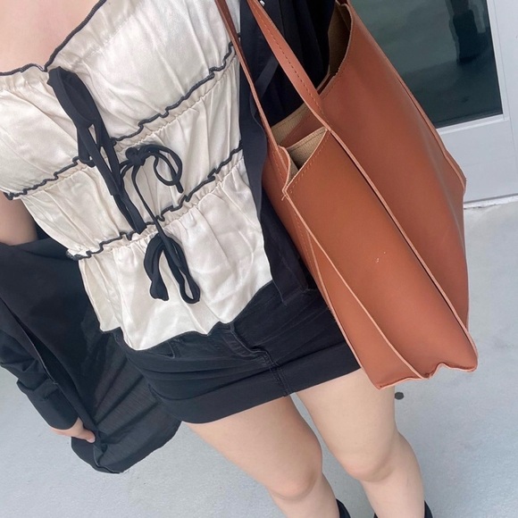 Cream Ruffled Tie-Front Top - Picture 2 of 3